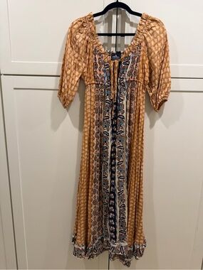 Angie Mustard Multi Boho Maxi Dress